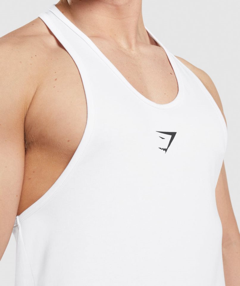 Men's Gymshark Critical Stringer Tanks White | NZ 2YQBZI